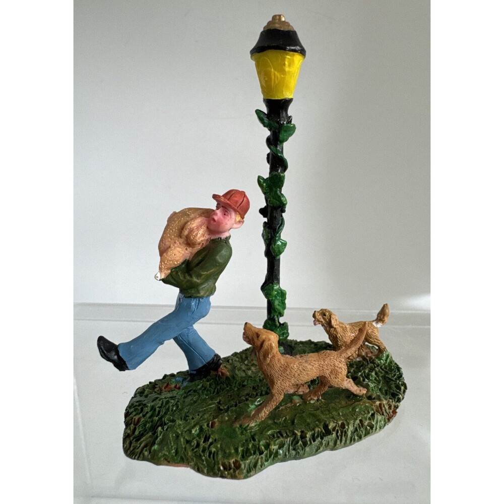 LEMAX Coventry Cove The Biggest Turkey Man Dogs Lamp Pole Christmas Village 4"